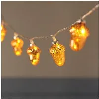 Lights4fun LED-Lichterkette 10er LED-Lichterkette mit Glas-Eicheln & Timer in Bernstein & Warmweiß