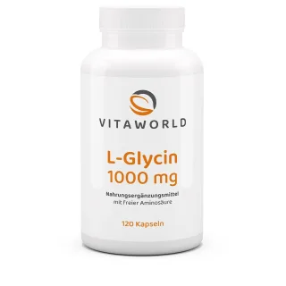 Vitaworld L-Glycin 1000 mg | 120 Kapseln | hochdosiert mit 1000 mg Glycin pro Kapsel | vegan