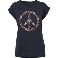 Youth Designz Print-Shirt "Peace Flowers" Damen T-Shirt Statement Geschenk Frauen Motiv mit stylischen Retro Aufdruck
