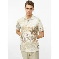 s.Oliver Kurzarmshirt Polo-Shirt Flammgarn-Poloshirt mit All-over-Print