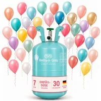 TOM Helium Ballongas Heliumgas für bis ca. 30 Ballons Luftballons, Einfalldüse, 7 Liter, Fülldruck 40 bar bei 15 °C