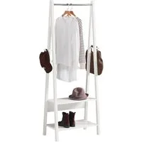 SoBuy Kleiderständer FRG59, Hängestange Freistehender Kleiderständer, Schlafzimmer Flur, Kleiderstange Garderobenständer Kindergarderobe mit zwei Ablagen