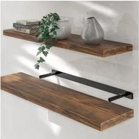 Casaria Wandboard, Dunkle Eiche Hängeregal mit Halterung 15kg Tragkraft Wohnzimmer 90cm
