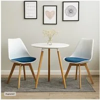 HTI-Living Esszimmerstuhl Esszimmerstuhl Samt 2er Set Atlanta Weiß/Blau (Set, 2 St), Küchenstuhl Kunststoffschale mit Samtsitzkissen