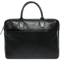 SID & VAIN Umhängetasche echt Leder Aktentasche 17 Zoll Laptop Fach schwarz (Echtleder Laptop Tasche BOSTON, Business Tasche Herren), Laptoptasche 17 Zoll Damen Herren, Arbeitstasche Umhängetasche schwarz