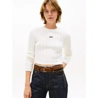 Tommy Jeans Strickpullover TJW CABLE SCRIPT SWEATER mit Zopfmuster