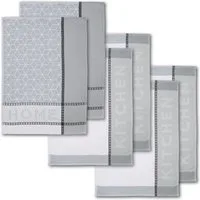 Dyckhoff Geschirrtuch HOME / KITCHEN, Maße je Tuch ca. 50x70 cm, (Set, 6-tlg), mit zwei verschiedenen Motiven