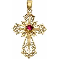 Firetti Kreuzanhänger Schmuck Geschenk Gold 375 Halsschmuck Anhänger Halskette Kreuz, mit Rubin
