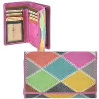 Greenburry Geldbörse "Candy Shop" Portemonnaie Leder bunt 14x9cm, mit 11 Kartenfächern und Reißverschluss-Münzfach