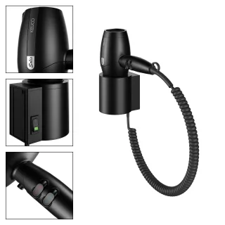 Keuco Haartrockner Plan 14995, schwarz/schwarzgrau, mit Halter, 14995370037 14995370037