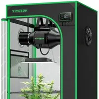 VIVOSUN Gewächshaus VIVOSUN Smart Growbox Komplettset, BxTxH: 60 x 60 x 120 cm, BxLxH: 60 x 60 x 120 cm, AeroLight A100SE 100W LED, G4-Abluftsystem und E42A Smart-Controller