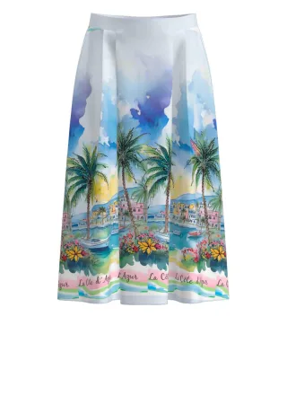 Bianca - Midi-Rock mit Print blau - Gr. - 38