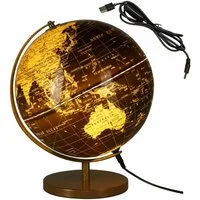 SELF IMPORT AGENCIES Globus Weltkarte Schwarz 31 cm LED Licht 1:52 Mio., (Stück, 1-tlg), LED-Funktion, Dekoration, LED-Globus, Weltkarte, Weltkugel