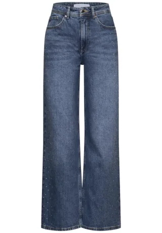 Street One - Glitzernde Wide Leg Jeans blau - Gr. - 30