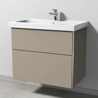 Sanipa 3way Waschtischunterbau zu Geberit iCon Light Waschtisch mit 2 Auszügen, Sandgrau-Matt BS57467