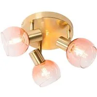 Qazqa LED Aufbaustrahler Vidro, Dimmbar, LED wechselbar, Extra-Warmweiß, QAZQA Aufbau­spot, e14, Rosa, Stahl, Art Deco