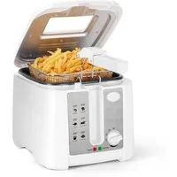 Aigostar Fritteuse Fritteuse mit öl, 1650W, 2.5L mit Sichtfenster, Weiß, 1650 W, Kompakte Ölfritteuse mit Sichtfenster und Antihaftbeschichtung
