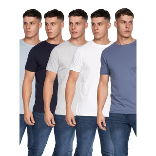 Duck and Cover - "Errington" T-Shirt für Herren (5er-Pack) (Hellblau/Schwarz/Grau meliert/Weiß/Marineblau)