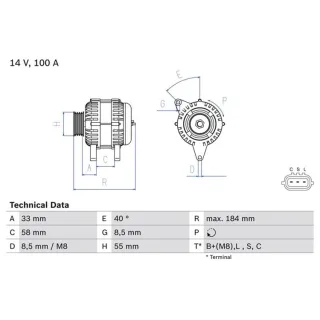 Bosch Lichtmaschine 100A Nissan Micra 4 K13 1,2