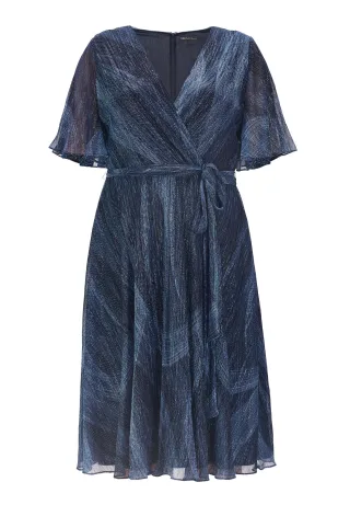 SWING - Curve / Plisseekleid mit Metalliceffekten azure blue - Gr. - 52