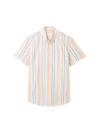 Denim Tom Tailor - Gestreiftes Kurzarmhemd multicoloured dobby stripe - Gr. - M