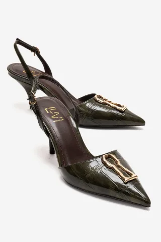Yvella Schnalle Spitzer Zehenbereich Stiletto Pumps