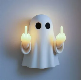 Elfeland Mini Halloween Ghost Night Light Cute Creative Resin Nightlight Halloween Gift Ornament for Wall Balcony Entran