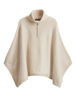 someday - Poncho mit Troyerkragen - Brialo beige