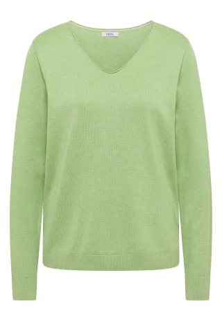 CECIL - Basic Pullover bamboo green melange - Gr. - L