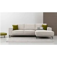 OTTO home Ecksofa Polsterecke Oland, Struktur, Flachgewebe, Luxus-Microfaser, Boucle, L-Form, 280 cm, Wellenunterfederung, Skandi-Design, Metallfüße