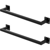 ML-DESIGN Kleiderstange Wandgarderobe Rechteck für die Wand aus Stahl inkl. Montagematerial (2 St), Garderobenstange 60x12cm Schwarz U-Form Kleiderständer Kleidergestell
