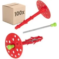 PROTEKTOR Schrauben- und Dübel-Set Dämmstoffdübel Ø8mm, Schlagdübel mit Stahlnagel für WDVS, (Dämmstoffdübel 100 Stück Ø8x100mm, 100 St., Fassadendübel für WDVS und zur Befestigung von Fassadendämmung), ETA-zertifizierte Schlagdübel Tellerdübel für a