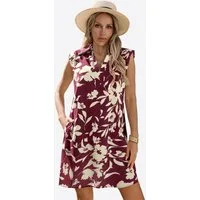 Imily Bela Druckkleid Damen ärmellos Blumenmuster mit V-Ausschnitt und Seitentaschen (Packung, 1-tlg., 1per-Pack) Print