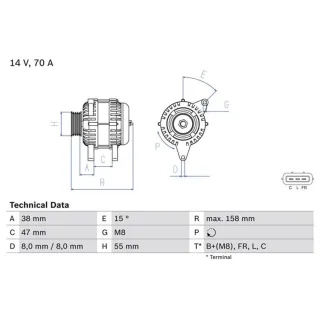 Bosch Lichtmaschine Hyundai I10 Kia Picanto 0986083510