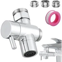 AFKSMILE 3-Wege-Ventil 3 Wege Wasserhähn Umschaltventil Umstellventil mit 3 Unterlegscheiben, Für G1/2, M22-24, 1/2 Zoll Umschaltventil, Diverter für Wasserhahn