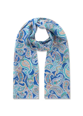 Premium Schal aus reiner Seide mit Paisleymuster blau - Gr. - ONE SIZE