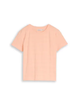 Denim Tom Tailor - Jacquard T-Shirt mit Rundhalsausschnitt orange parfait - Gr. - XL