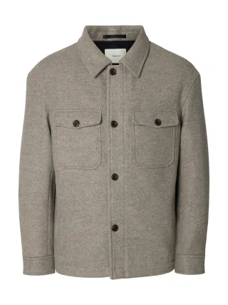selected men - SLMMITCH WOOL BLEND SHACKET NOOS Deep Taupe - Gr. - XL