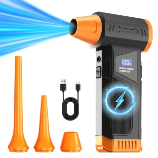 Brushless Cordless 110,000RPM Turbo Fan Air Blower 120W Max 8000mAh 6-8.4V LED Light Digital Display Portable Car Cleani