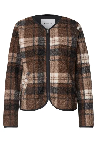 Street One - Teddy-Jacke mit Rundhals und Print Obsidian Blue - Gr. - 36