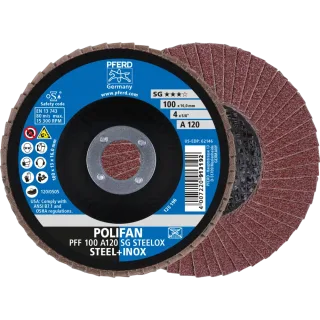 PFERD TOOLS POLIFAN Fächerscheibe PFF flach Leistungslinie SG STEELOX Stahl/Edelstahl - 67612100