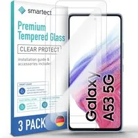 smartect Displayschutzglas 3X Schutzglas Panzerfolie Klar für Samsung Galaxy A53 5G für Samsung Galaxy A53 5G, Set, 3 Stück, 0.3 mm Ultra-klar, 9H Härte, Kratzfest, Stoßfest, Blasenfrei, Oleophob