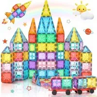 Ophy 61-teilige Magnetbausteine – starke Magnete, hohe Haftkraft Magnetspielbausteine, Montessori Lernspielzeug für Kinder ab 3–8 Jahren (Jungen & Mädchen)