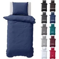 Visaggio Bettwäsche Baumwolle Uni Bettbezug Set Einfarbig 135x200, 155x220, Renforcé, 2 teilig, 100% Baumwolle mit Reißverschluss, moderne Bettbezug Set