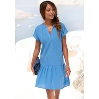 Vivance Blusenkleid aus strukturierter Ware mit Volant lockeres Tunikakleid, Sommerkleid, Strandkleid, Basic