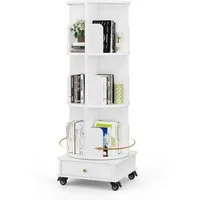 JEOBEST Bücherregal Drehbare Bücherregal, Standregal mit Schubladen, 1-tlg., 360° Rotating Bookshelf, mit Rollen