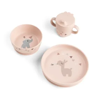 Done by Deer Foodie Geschirr-Set mit Saugnapf Celebration - puder