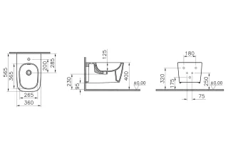 VitrA New Metropole Square Wand-Bidet mit verdeckter Befestigung Sandbeige Matt,7908B422-0288 7908B422-0288