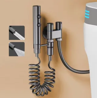 Stainless Steel Toilet Spray Gun Set with Adjustable Modes Spring-Loaded Hose and 360° Support Bathroom Bidet Sprayer fo