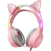 ONIKUMA ONIKUMA X15Pro Pink Gaming Headset Katzenohren On-Ear-Kopfhörer